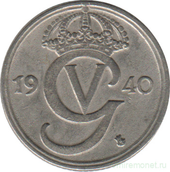 Монета. Швеция. 10 эре 1940 год (никелевая бронза). 