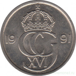 Монета. Швеция. 50 эре 1991 год.
