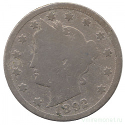 Монета. США. 5 центов 1892 год.