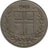 Монета. Исландия. 10 аурар 1946 год. ав.
