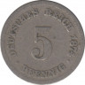 Монета. Германия (Германская империя 1871-1922). 5 пфеннигов 1874 год. (C). ав.