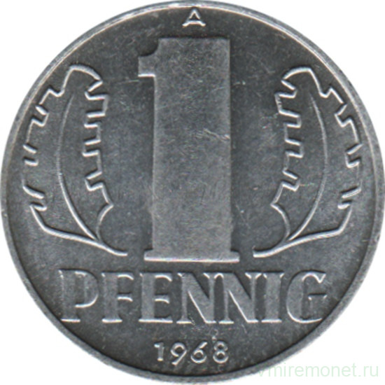Монета. ГДР. 1 пфенниг 1968 год.