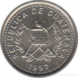 Монета. Гватемала. 5 сентаво 1997 год.