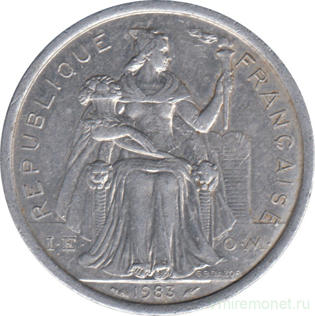 Монета. Новая Каледония. 2 франка 1983 год.
