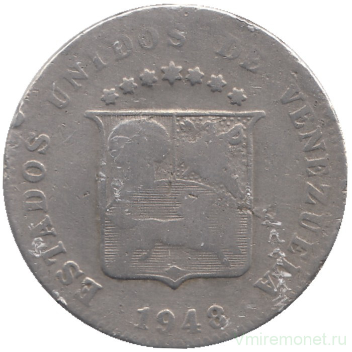 Монета. Венесуэла. 12,5 сентимо 1948 год.
