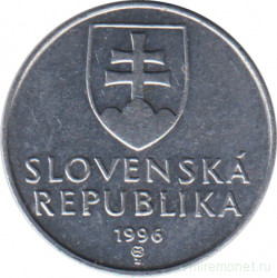 Монета. Словакия. 10 геллеров 1996 год.