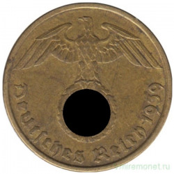 Монета. Германия. Третий Рейх. 5 рейхспфеннигов 1939 год. Монетный двор - Мюльденхюттен (Е).