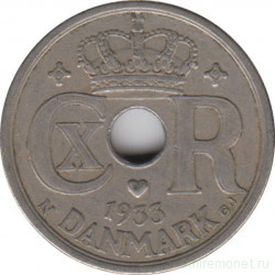 Монета. Дания. 25 эре 1933 год.