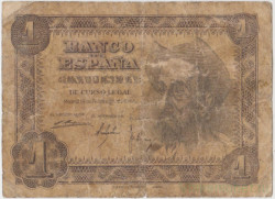 Банкнота. Испания. 1 песета 1951 год.