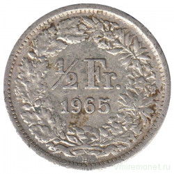 Монета. Швейцария. 1/2 франка 1965 год.