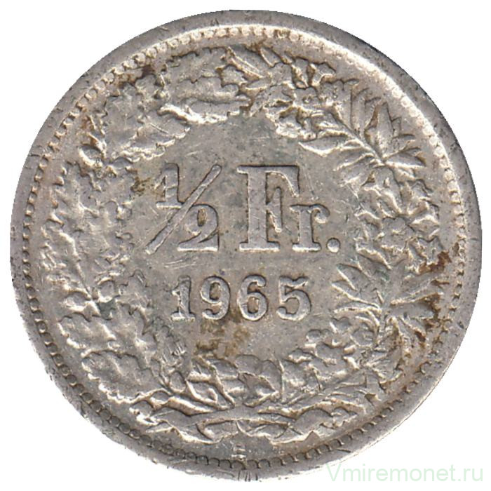 Монета. Швейцария. 1/2 франка 1965 год.