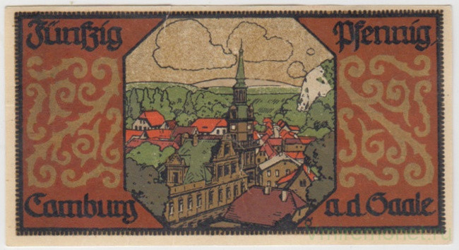 Бона. Нотгельд. Германия. Город Камбург. 50 пфеннигов 1921 год. Вариант 217.1.а.2.