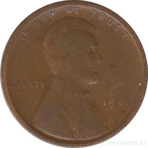 Монета. США. 1 цент 1909 год.