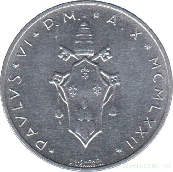 Монета. Ватикан. 2 лиры 1972 год. Агнец.