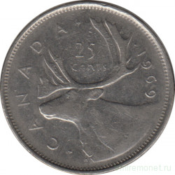 Монета. Канада. 25 центов 1969 год.