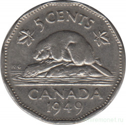 Монета. Канада. 5 центов 1949 год.