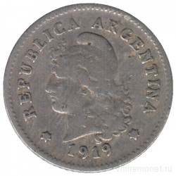 Монета. Аргентина. 10 сентаво 1919 год.