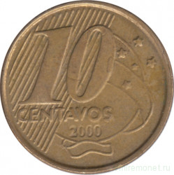 Монета. Бразилия. 10 сентаво 2000 год.