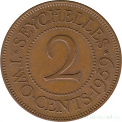 Монета. Сейшельские острова. 2 цента 1959 год.