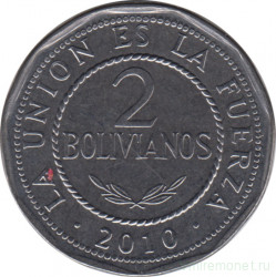 Монета. Боливия. 2 боливиано 2010 год.