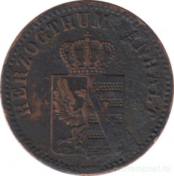 Монета. Ангальт (Германия). 3 пфеннига 1867 год.
