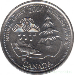 Монета. Канада. 25 центов 2000 год. Миллениум - природное наследие.