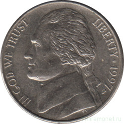 Монета. США. 5 центов 1997 год. Монетный двор P.