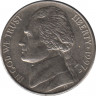 Монета. США. 5 центов 1997 год. Монетный двор P. ав.