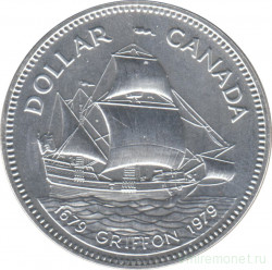 Монета. Канада. 1 доллар 1979 год. 300 лет кораблю "Грифон".