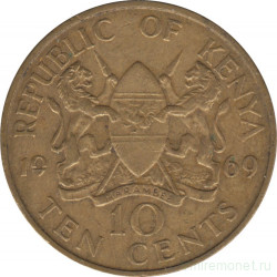 Монета. Кения. 10 центов 1969 год.