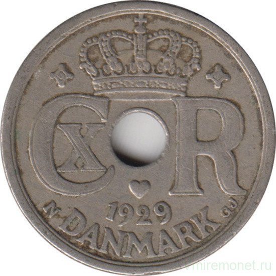 Монета. Дания. 25 эре 1929 год.
