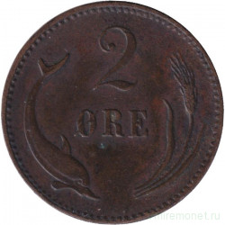 Монета. Дания. 2 эре 1875 год.