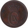 Монета. Дания. 2 эре 1875 год.