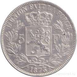 Монета. Бельгия. 5 франков 1873 год.