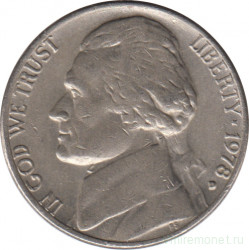 Монета. США. 5 центов 1978 год.  Монетный двор D.