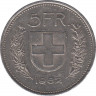  Монета. Швейцария. 5 франков 1982 год. ав.