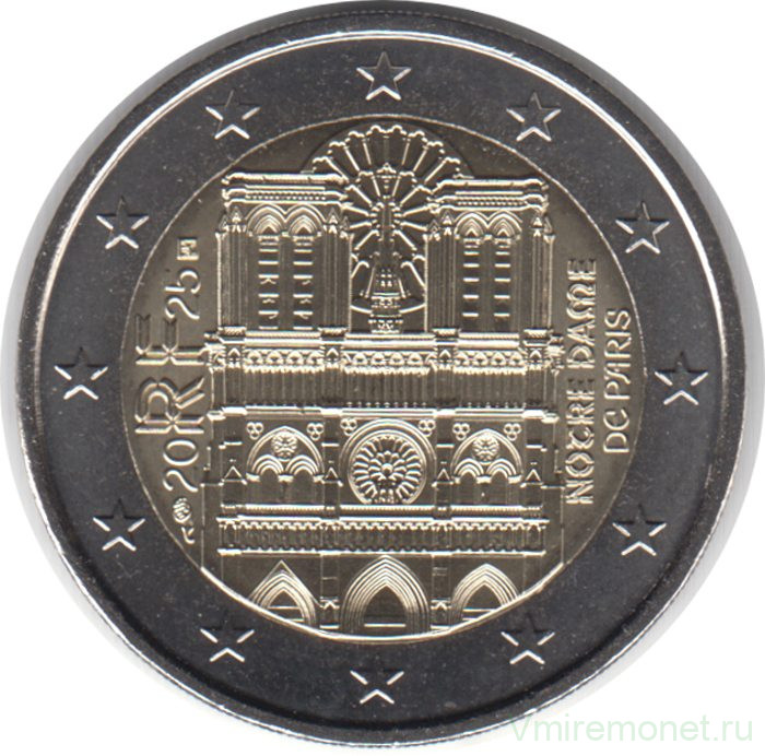 Монета. Франция. 2 евро 2025 год. Собор Парижской Богоматери, Нотр-Дам де Пари.