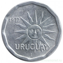 Монета. Уругвай. 1 сентесимо 1977 год.