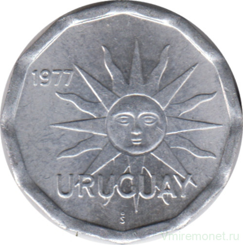 Монета. Уругвай. 1 сентесимо 1977 год.
