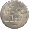 Монета. Турция. 25 000 лир 1996 год. ав.