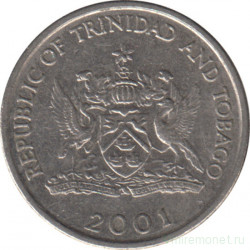 Монета. Тринидад и Тобаго. 25 центов 2001 год.