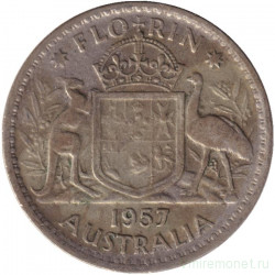 Монета. Австралия. 1 флорин (2 шиллинга) 1957 год.