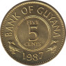 Монета. Гайана. 5 центов 1987 год. ав.