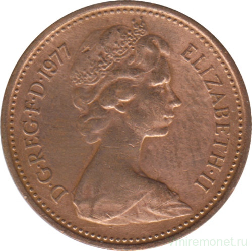 Монета. Великобритания. 1 пенни 1977 год.