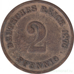 Монета. Германия (Германская империя 1871-1922). 2 пфеннига 1876 год. (C).