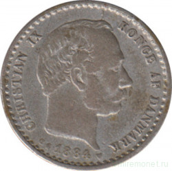 Монета. Дания. 10 эре 1884 год.