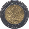 Монета. Сан-Марино. 500 лир 1999 год. Космические исследования. ав.
