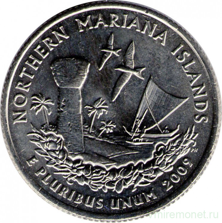 Монета. США. 25 центов 2009 год. Штат № 56 Северные Марианские острова. Монетный двор D.