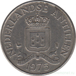 Монета. Нидерландские Антильские острова. 25 центов 1975 год.