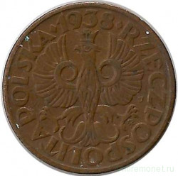 Монета. Польша. 2 гроша 1938 год.